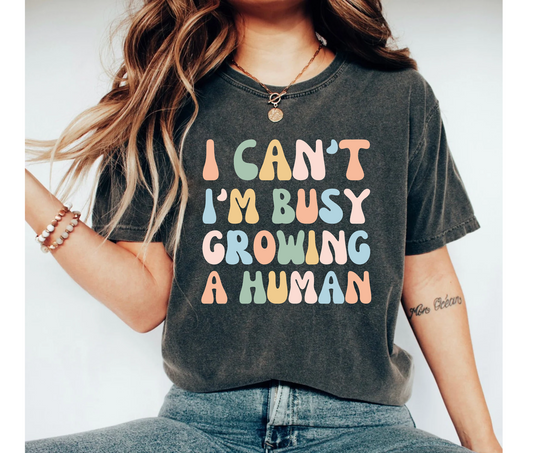 I Can't I'm Busy Growing A Human Shirt for Moms Pregnancy Gift
