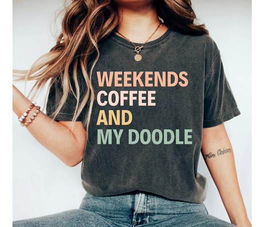 Weekends Coffee and My Doodle Shirt Cute Doodle Mom Tee
