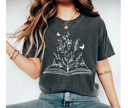 Wildflower Book Shirt Book Lover Gift for Readers